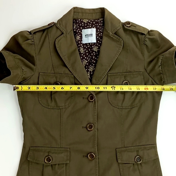 Moschino Cheapandchic Short Sleeve Military Green Shirt/Jacket/Shaket Size 8 - Picture 7 of 15